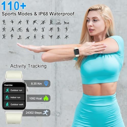 Matast Smart Watch, 1.96" HD Smartwatch for Men Women (Answer/Make Calls), Fitness Watch with Heart Rate/Sleep/IP68 Waterproof/120+ Sports Modes, Pedometer, Android Smart Watch for Android - Image 6