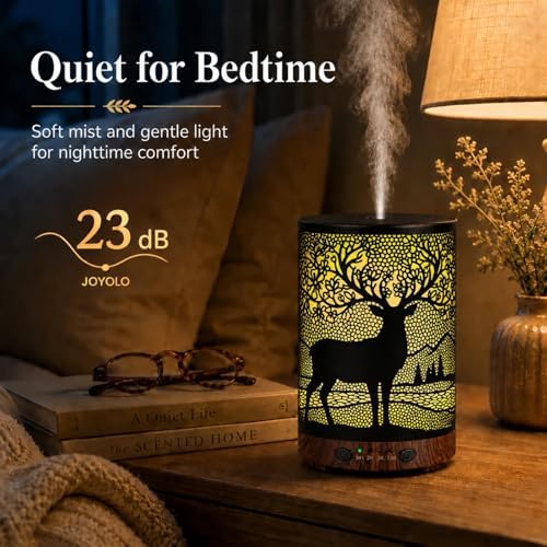 Essential Oil Diffuser 120ML Metal Aromatherapy Diffuser with Timer, Cool Mist Humidifier with Auto Shut-Off & 7 Color Lights for Home Office Spa (Forest Deer) - Image 4