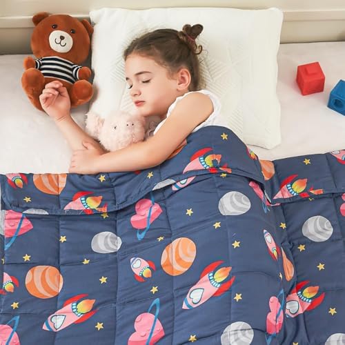 yescool Plane Weighted Blanket 10 Pounds Twin Cooling Weighted Lap Blanket, Space Heavy Blanket, Breathable Weighted Throw Blanket Gifts for 80-110lbs, 40"x60" by yescool