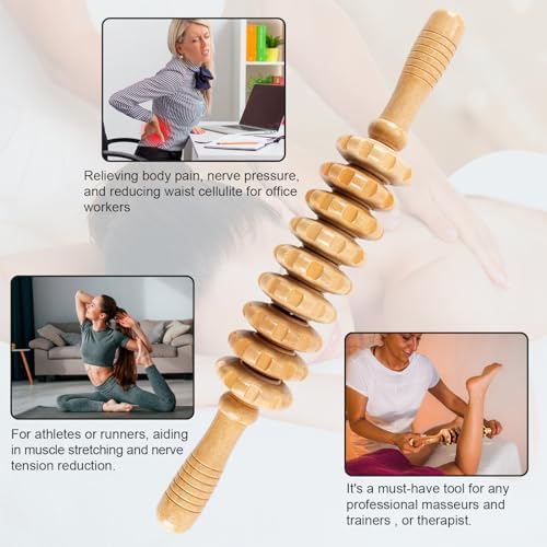 KintKita Wood Therapy Massage Tools,Wooden Massager Stick Roller Lymphatic Drainage Tool,Maderoterapia Kit Self Massage Roller Tool for Cellulite Reduction,Muscle Tension and Body Shaping,Contouring - Image 6