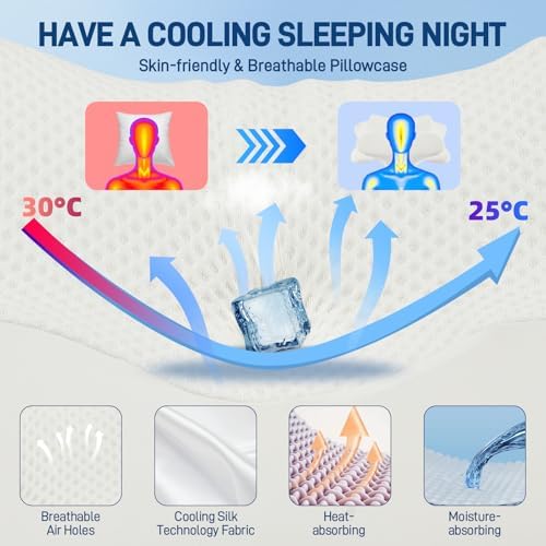Cervical Neck Pillow - Memory Foam Pillow for Pain Relief Sleeping, Ergonomic Neck Support Contour Pillows for Side Back Stomach Sleepers,Orthopedic Breathable Pillowcase (White) - Image 4