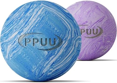 Massage Lacrosse Ball for Myofascial & Trigger Point Release, Muscle Knots, Yoga Therapy – Improves Joint Mobility & Relieves Pain – Shoulder, Back, Plantar Fascia,HIPS– Set of 2 Balls (Blue & Purple) by PPUUMassageLacrosseBall