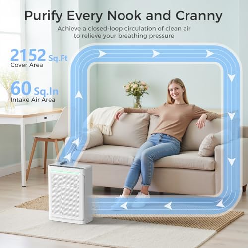 VOOPNU Air Purifiers For Home With Air Quality Display, DH-JHD08(White) - Image 4