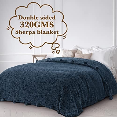 LBRO2M Sherpa Fleece Bed Blanket Super Soft Plush Warm Throw Queen 90"X90" - Image 2