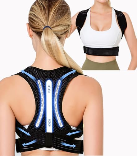 Posture Corrector for Women & Men Adjustable Lightweight Upper Back Brace Support Improve Posture Support Belt for Scoliosis Pain Relief From Shoulder Back Correct Hunchback（Black,Large） by Unknown