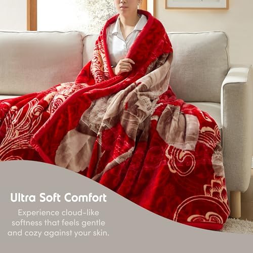 Nestl Korean Mink Blanket King Size - 12 Lbs Velvet Fleece Korean Blanket - 2 Ply Warm & Thick Winter Blanket - Wrinkle & Fade Resistant - 87 x 94 Inches (Maroon) - Image 3