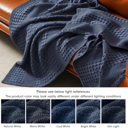 PHF Lightweight 100% Cotton Waffle Blanket for Bed, Twin XL, Indigo - Image 6