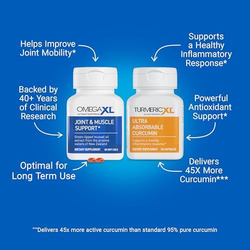 OmegaXL Joint Support 60 Soft Gels (2 Pack) & TurmericXL Curcumin 30 Caps - Image 3