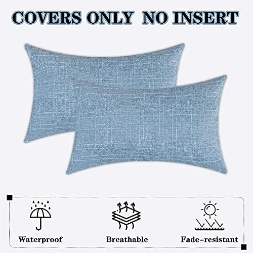 Kevin Textile Outdoor Waterproof 14”x24” Pillow Covers 2 Pack, Light Blue - Image 7