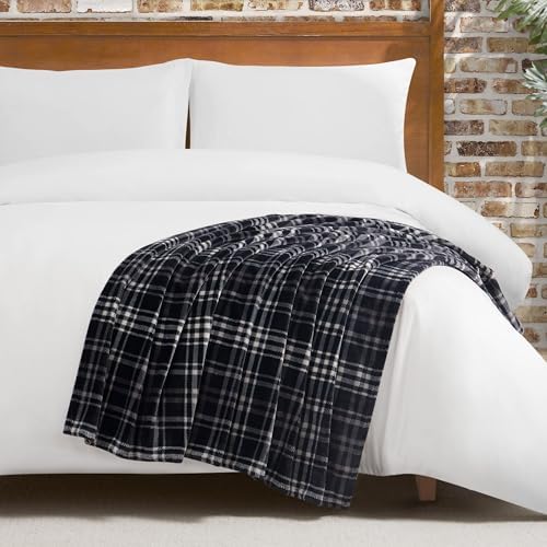 Lucky Brand Camper Plaid Black 50"x70" Cozy Plush Blanket - Premium Microfiber Throw for Luxurious Comfort and Style by LuckyBrand