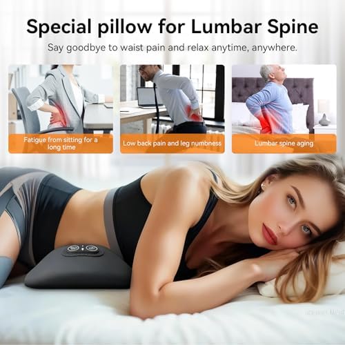 3-in-1 Electric Lumbar Support Pillow, Triple Fusion Back Massager with Heat & Massage & Traction, Back Massager for Pain Relief Deep Tissue, Designed for Daily Back Relaxation and Spine Support - Image 6