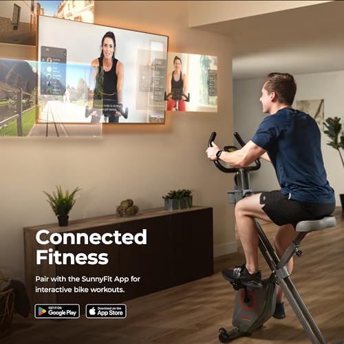 Sunny Health & Fitness Smart Foldable Magnetic X-Bike, Low-Impact Workouts - Image 3