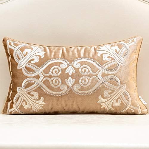 Avigers Lumbar Pillow Cover 12 x 20 Inch, Beige, Velvet, Hidden Zipper by Avigers