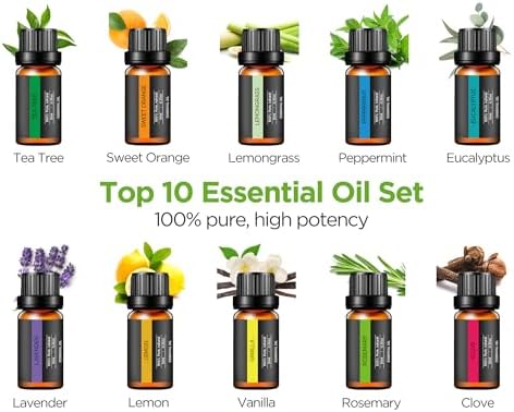 InnoGear 400ml Aromatherapy Essential Oil Diffuser 10 Oils Gift Set, Yellow - Image 6