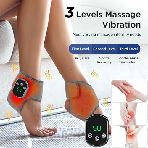 Foot Massager with 5 Heat Levels, Electric Heated Triple Vibration Feet & Ankle Massager for Pain Relief, Portable Heating Foot Massage for Mom & Dad, Valentine’s Day Gift 2026(Grey 1PC) - Image 2