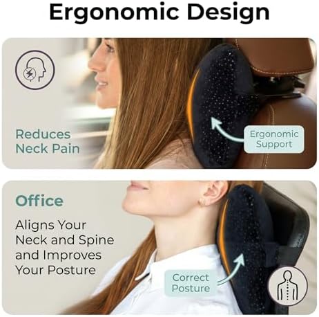 Aeris Car Neck Pillow for Driving - 100% Memory Foam Headrest Pillow with 8-Inch Strap Extension - Machine-Washable Soft Velour Cover - Carry Bag - Doubles as Office Chair or Lumbar Cushion - Image 3