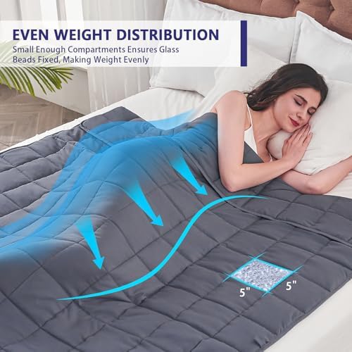 yescool Weighted Blanket for Adults (12 lbs, 60” x 80”, Grey) Cooling Heavy Blanket for Sleeping Perfect for 110-130 lbs, Queen Size Breathable Blanket with Premium Glass Bead, Machine Washable - Image 3