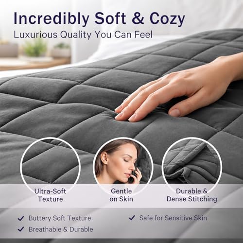 Weighted Blanket for Adults 30lbs, 88"x104", Cal King Cooling Heavy Throw Blanket for 290-320lbs, Microfiber Soft Thick Big Blankets Weighted Comforter Breathable Gifts for Sleeping, Grey - Image 7
