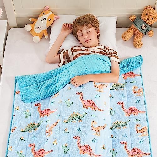yescool Weighted Blanket 7 Pounds Weighted Lap Blanket, Glow in The Dark Dinosaur Heavy Blanket for Sleeping, Warm Minky Weighted Throw Blanket Gifts for 60-80lbs, 40"x60" - Image 4