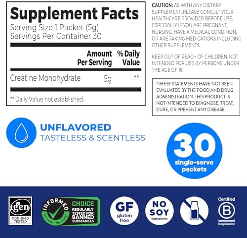 Orgain 5g Creatine Monohydrate Micronized Powder, Unflavored, 30 Sticks - Image 2