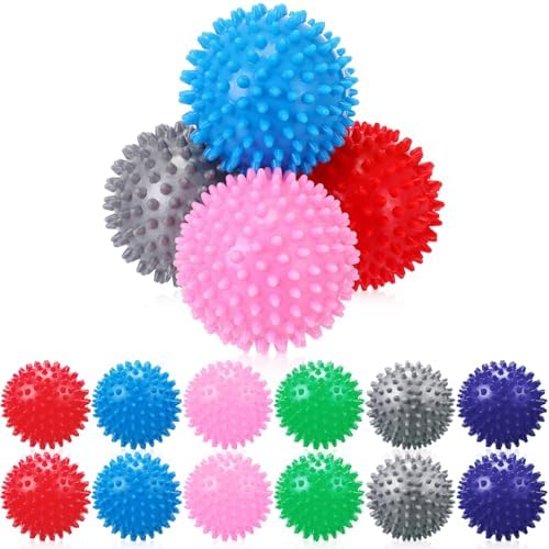 Liliful 12 Pcs Spiky Massage Ball Hard Foot Ball Roller Massager Firm Foot Arch Trainer 3 Inch for Deep Tissue Plantar Fasciitis Back Hands Muscles Soreness Exercise (Mixed Color) by Liliful