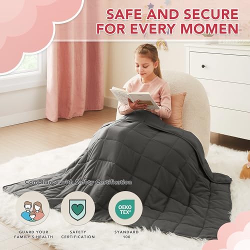 CuteKing Weighted Blanket (2lbs, 36"x48", Grey) Heavy Blanket for 40-60lbs, Weighted Blanket for Cooling & Heating with Premium Glass Beads, Soft Thick Blanket All-Season - Image 2