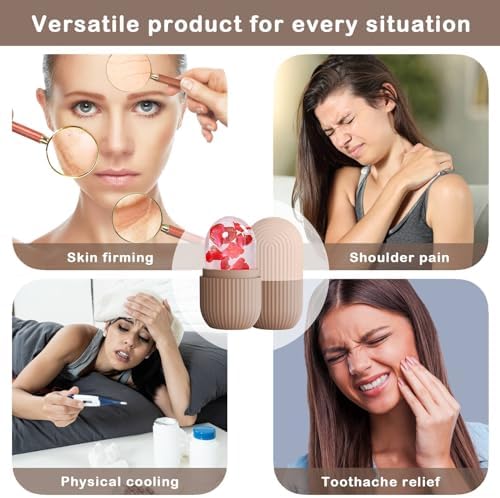 XHJRI Ice Face Roller Massager,Ice Cube Roller for Face, Eyes and Neck Naturally Conditioning and Skin Care,De-Puff Eye Bags,Reduce Migraine Pain,Reusable Massage Silicone Ice Mold (Coffee) - Image 3