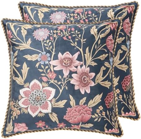 patdrea Designer Velvet Throw Pillow Cover,Set of 2,18"x18"-OldgardenA by patdrea