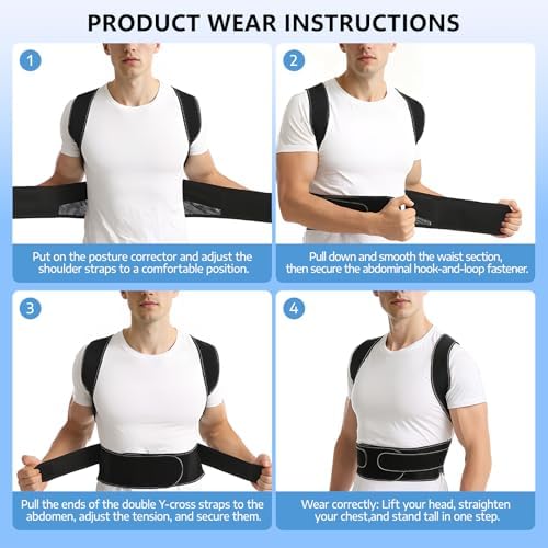 Posture Corrector, Back Posture Corrector for Men and Women, Adjustable Shoulder Back Support, Shoulder Straightener for Scoliosis, Hunchback, Thoracic, Back Pain Relief (L, Black) - Image 6