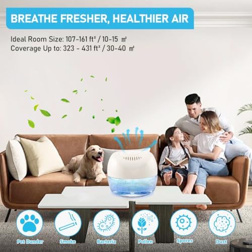 Purifier Air Washer, Air Fresher Aroma Diffuser for Home, Office, Air Purifier with Night Light (White) - Image 6