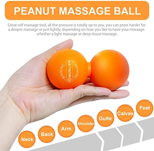 Peanut Massage Ball, Double Lacrosse Ball for Myofascial Release, Trigger Point Therapy, Muscle Relief, Acupoint Massage, Alleviating Neck, Shoulder, Back, Legs, or Muscle Tension - Orange - Image 2