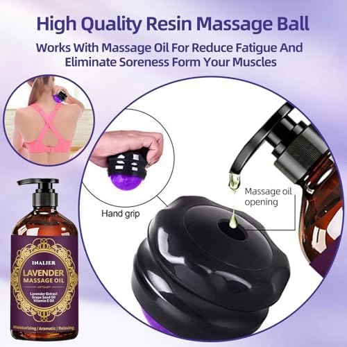 Massage Oil for Massage Therapy,﻿Lavender Oil with Massage Roller Ball & Thumb Saver,SPA Relaxing Oi for Soothing,Massage Kit Spa Gifts for Him Her,Gifts for Men Women - Image 5