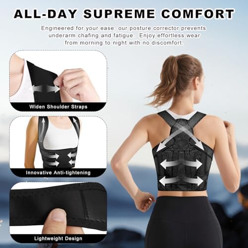 Back Brace Posture Corrector for Women and Men, Back Shoulder Support Belt - Image 3