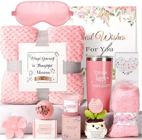 Get Well Gifts Set for Women, Self-Care Get Well Soon Gifts Birthday Gift box, Spa Unique Box Feel Better Care Package, Thinking of You Gift Baskets Gifts for Mom, Wife, Sister, Grandma Friends by ENVTEK