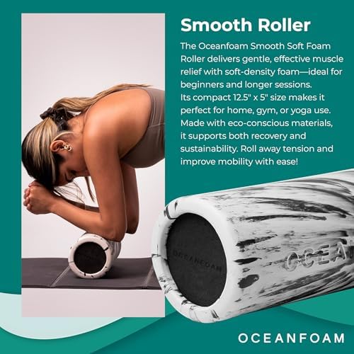 Oceanfoam Smooth Soft Foam Roller (Black Marbled) - Beginner, Travel Sized Low Density Foam Roller for Home & Gym, Physical Therapy, Back Pain, & Exercise - Yoga & Athletics (12.5" x 5") - Image 3