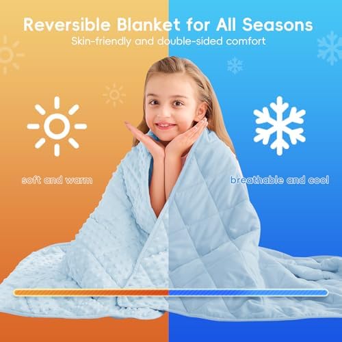 yescool Weighted Blanket 7 Pounds Light Blue Twin Size Cooling Weighted Throw Blanket, Minky Heavy Blankets Warm Weighted Comforter, Big Washable Thick Blankets Gift for 60-90lbs, 40 * 60in - Image 6