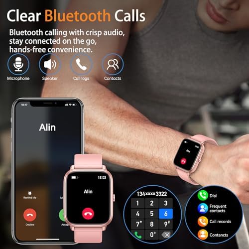 Smart Watch Fitness Tracker for Men Women, Answer/Make Call, 1000 mAh Battery, 120+ Sport Modes, Step Counter, Sleep Monitor Fitness Watch, Smartwatch for Android iPhone iOS (Pink) - Image 4