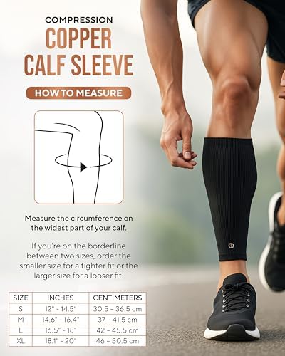 TheraCopper Copper Calf Compression Sleeve for Women & Men (Large, 2 Pack) - Image 5