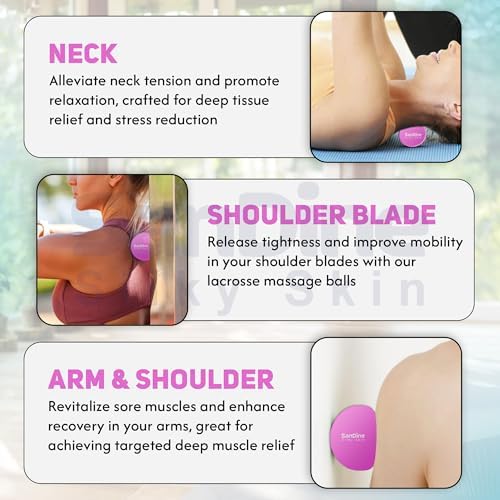 Lacrosse Massage Balls for Deep Tissue Massage - Release Tension Relieve Muscle Soreness Improve Flexibility - Ideal for Myofascial Release Trigger Point Therapy - 2Pack Yoga balls by Sandine (Purple) - Image 6