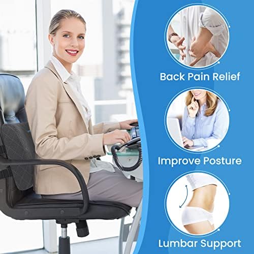 Lumbar Support Pillow for Office Chair, Back Support, Memory Foam, Grey - Image 4