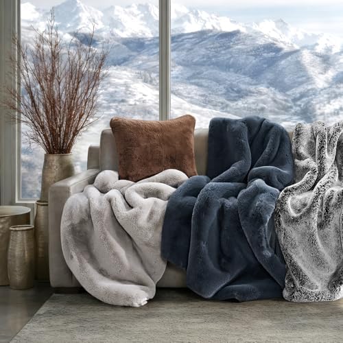 EVERGRACEHOME Faux Chinchilla Fur Throw Blanket, 50"x60", Silver Taupe - Image 6