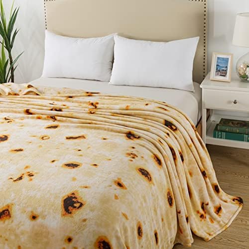 Burritos Tortilla Blanket King Size- Premium Lightweight Anti-Static Tortilla Bed Blanket Soft Couth Sofa Cozy Warm Flannel Taco Blanket Plush Gift for Daughter Mom 90" x 108"(Burritos King) - Image 3
