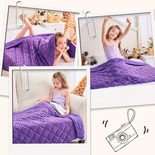 yescool Purple Weighted Blanket 5 Pounds, Blanket Gifts for Girls, Small Weighted Throw Blankets Washable Heavy Blankets, Winter Weighted Comforter for 40-70lbs, 36 * 48in - Image 5