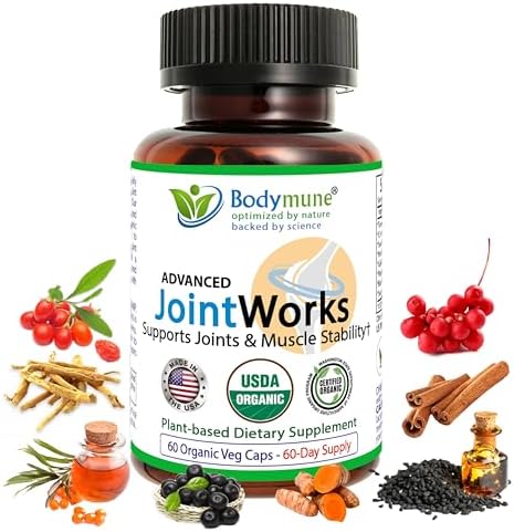 Bodymune JointWorks – Organic Joint & Muscle Support Supplement – Promotes Mobility, Flexibility & Comfort – 60 Capsules (2-Month Supply) – USDA Organic, Vegan, Gluten-Free, Non-GMO by Bodymune