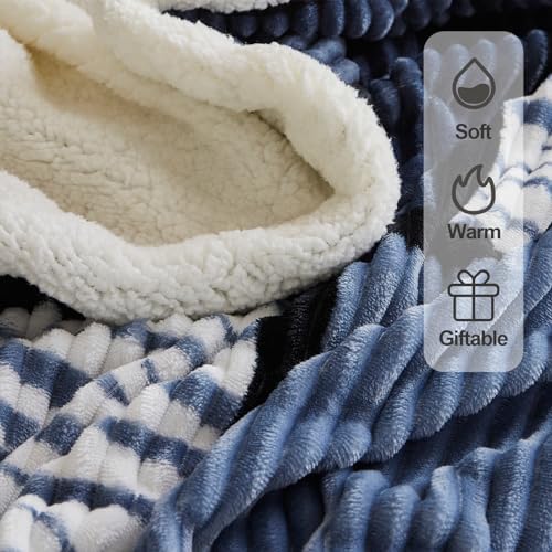 Gracelife Sherpa Fleece Throw Blanket for Couch, Fluffy Plush Warm Fuzzy Blanket for Women and Men, Cozy Thick Soft Twin Blanket for Bed, Black-White, 60x80 Inches - Image 3