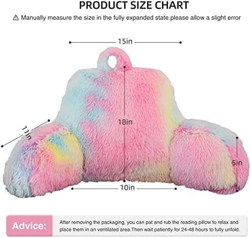 Aimuan Reading Pillow Bed Rest Pillow with Arms Rabbit Fur Cushion for Adults Teens Incline Rest Sitting up & Sleeping Snoring Pillow with Pregnancy Lumbar Back Support (Standard, Light-Pink) - Image 3