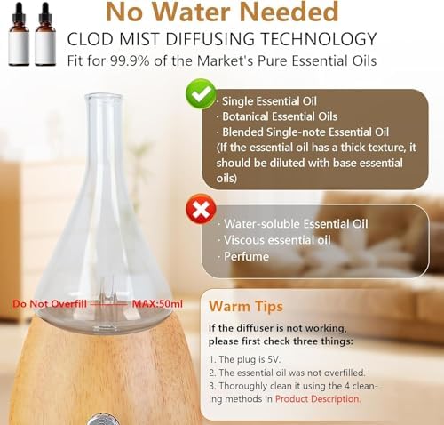 Lychee Essential Oil Diffuser Humidifiers, 7 Colors Light Setting, Quiet Diffuser, Small Aromatherapy Diffuser with Wood Grain Base for Room Home Office Bedroom Nice Gift - Image 4