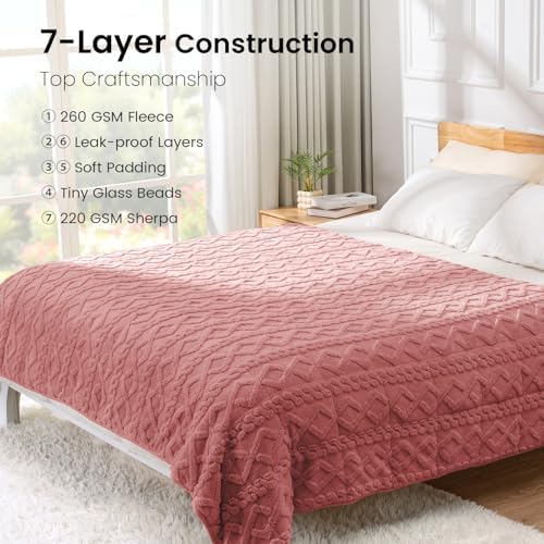 Drewin Weighted Blanket Full Size for Adults 15lbs,Apricot Pink,48" x 72" - Image 5