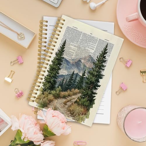 XPH Vintage Nature Landscape Spiral Notebook, Mountain Forest Journaling Notebooks for Women, Mountain Gifts Hardcover Journals for Writing 160 Pages 5.5 x 8.3 Inch, Nature Lover Gifts - Image 2