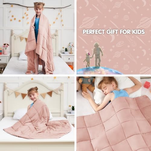 yescool Pink Weighted Blanket 10 Pounds Twin Cooling Weighted Lap Blanket, Heavy Blanket for Sleeping, Weighted Throw Blanket Gifts for 80-110lbs, 40" x60 - Image 4